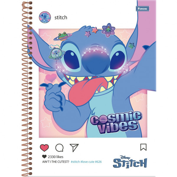 Caderno Universitário Stitch 1 Matéria 80 Folhas - Foroni
