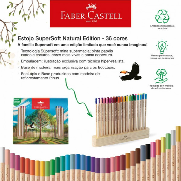 Lápis De Cor Supersoft 36 Cores Natural Faber Castell