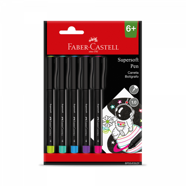 Caneta Supersoft Pen 1.0mm - 5 Cores Faber-Castell