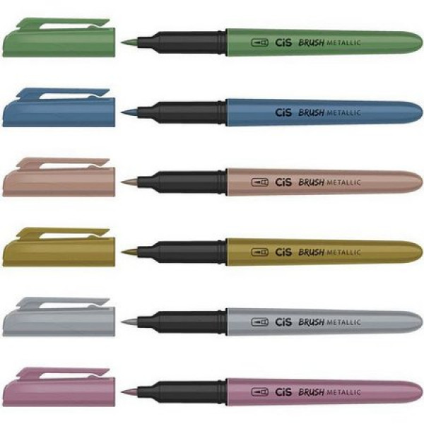 Brush Pen Metálica Cis - 6 Cores 