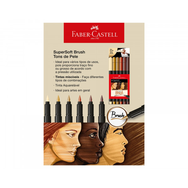 Caneta Brush Pen Supersoft Tons De Pele - Faber Castell