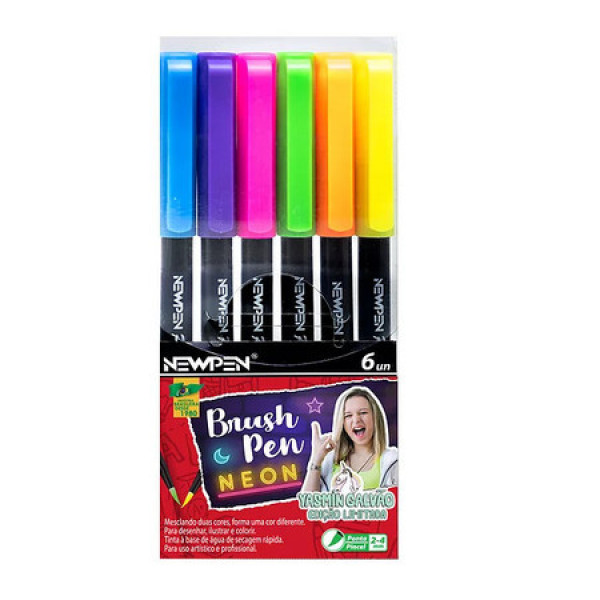 Brush Pen Neon Yasmin Galvão 6 Cores - NewPen