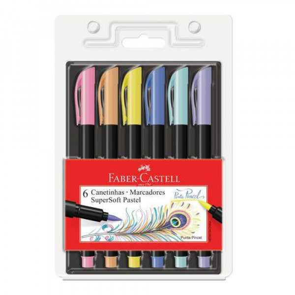 Brush Pen Pastel SuperSoft  6 Cores - Faber Castell