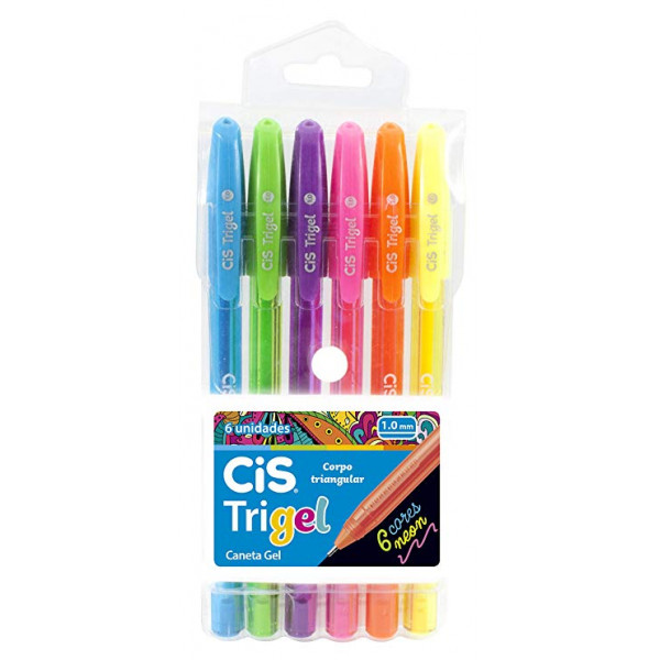 Caneta Gel Trigel Neon 6 Cores - Cis 
