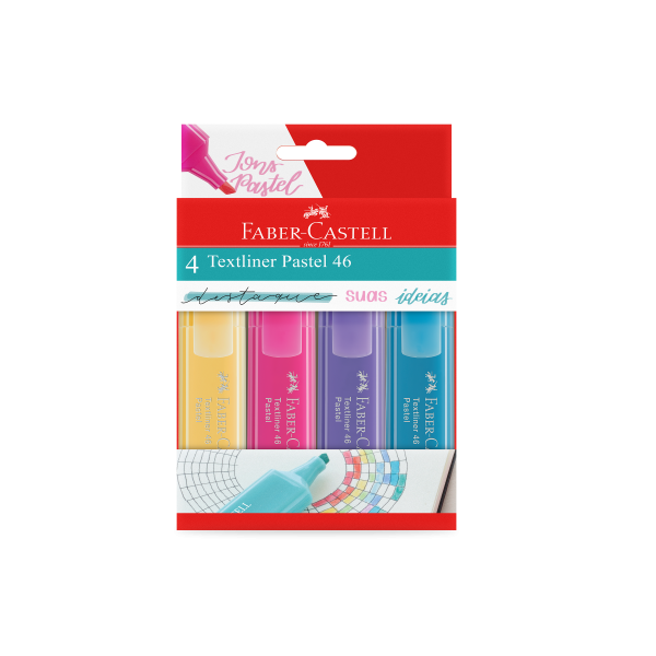 Marca Texto Textliner 46 Pastel 4 Cores - Faber Castell 
